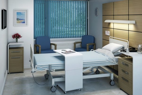 Louvolite blinds with an anti-microbial coating in a hospital ward. - Blinds Norfolk - Norwich Sunblinds