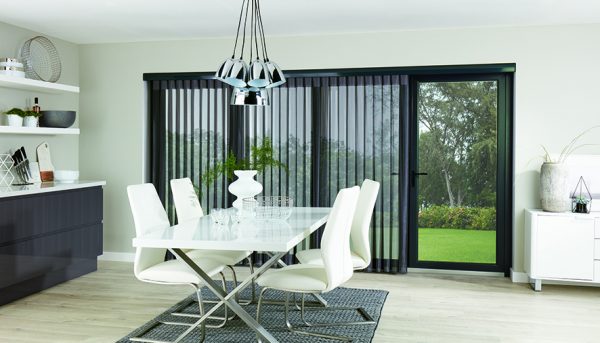Allusion blinds in floor to ceiling windows and bi-fold doors - Blinds Norfolk - Norwich Sunblinds