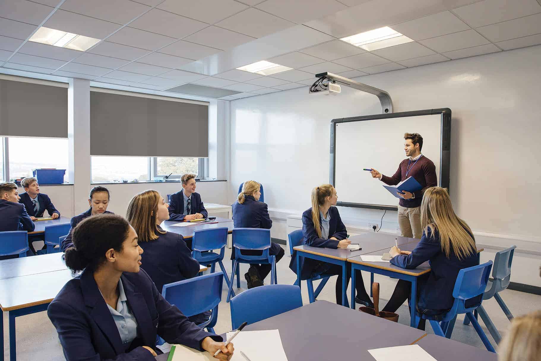 Commercial blinds in use at a school